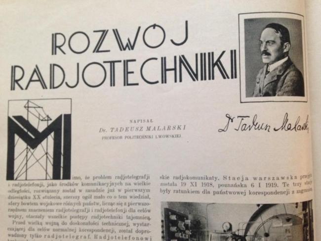 Розділ «Розвиток радіотехніки» у Пам'ятній книзі «Десятиліття відродження Польщі. 1918-1928 роки»